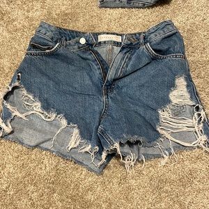 Topshop distressed jean shorts